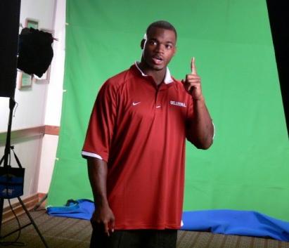 Adrian Peterson at Oklahoma intro video shoot