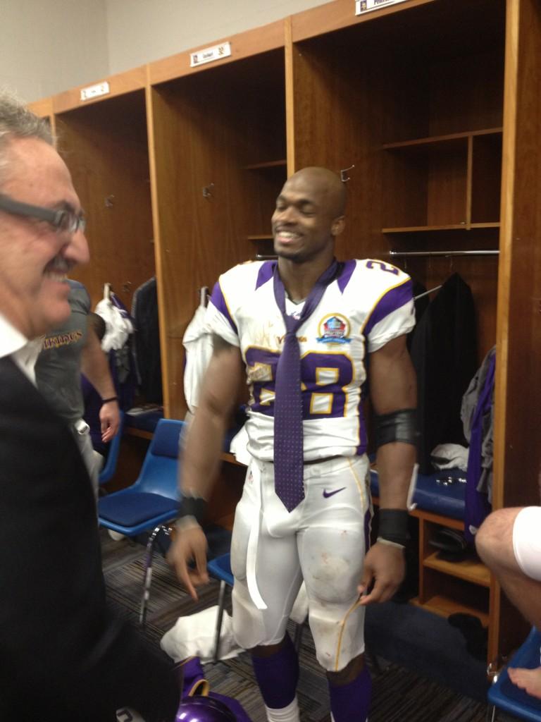 Adrian Peterson sporting Zygi's Tie